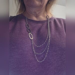 Spliada Multi Chain Sterling Silver Necklace Abstract DesIgn